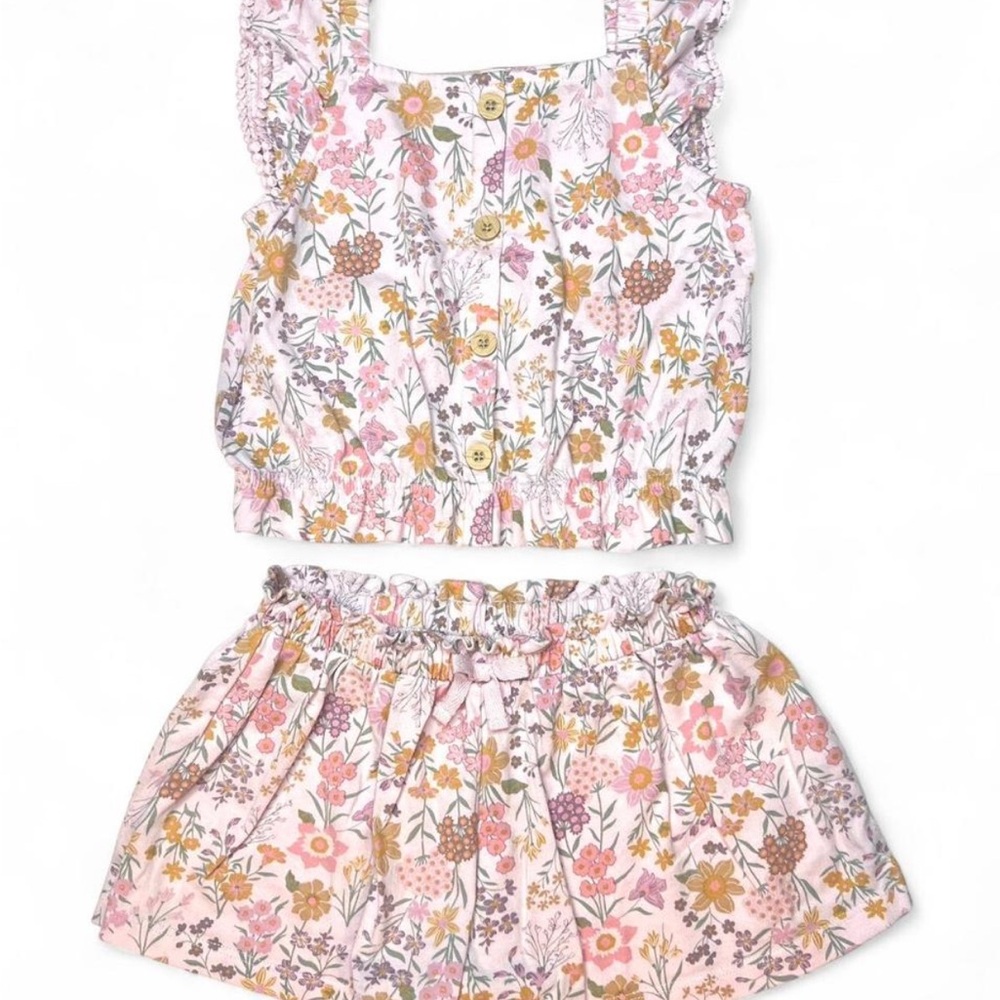Kids Headquarters Floral Ruffle Matching Set